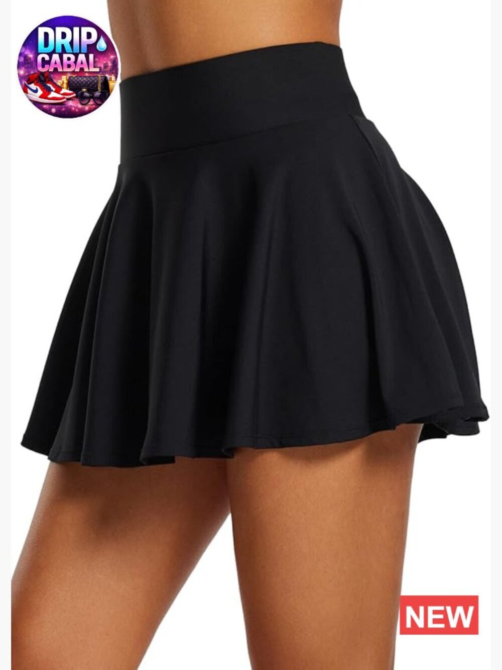 High Waisted Pleated Tennis Skort with 2 Pockets